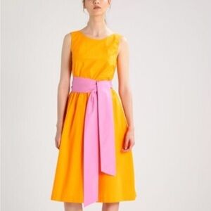 J. Crew Orange and Pink Midi Dress